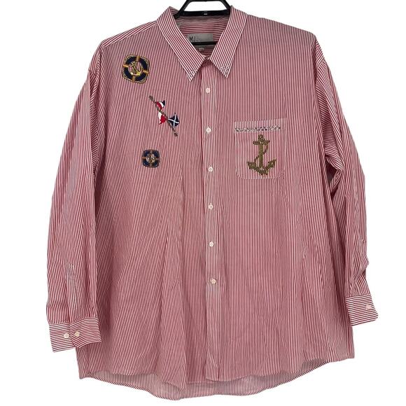 Mili Designs Nautical Button Up Womens Top Sz 3X Preppy Stripe Resort Sequin - Picture 1 of 12